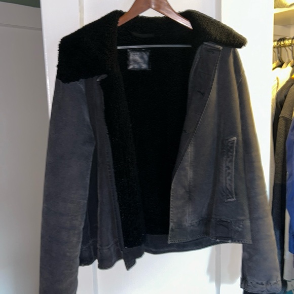 All saints black sheepskin jacket